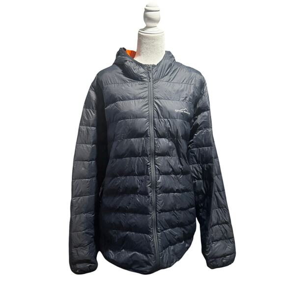 Eddie Bauer Men’s XXL Hooded Down Jacket Dark Gray Packable Lightweight Puffer - Picture 1 of 7